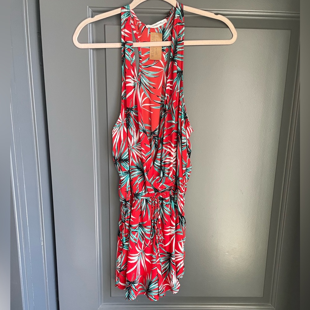 Caramela Tropical Romper red and green NWT